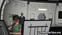 Geeky 3D cartoon brunette babe toying her pussy