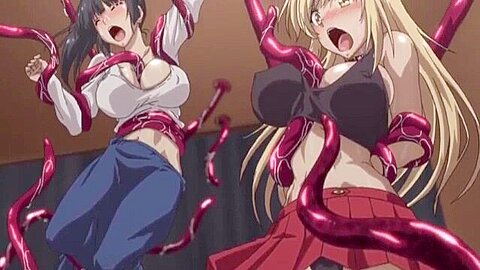 The women are stripped naked by tentacles and penetrated into all of their holes: resulting in creampies.