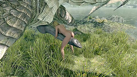 Skyrim Woman Helps Dragon Cum